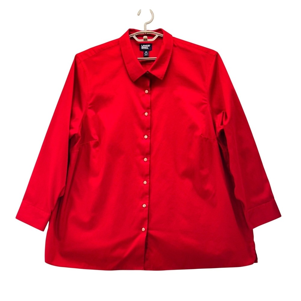 Lands End Button‎ Up Shirt Red 3x